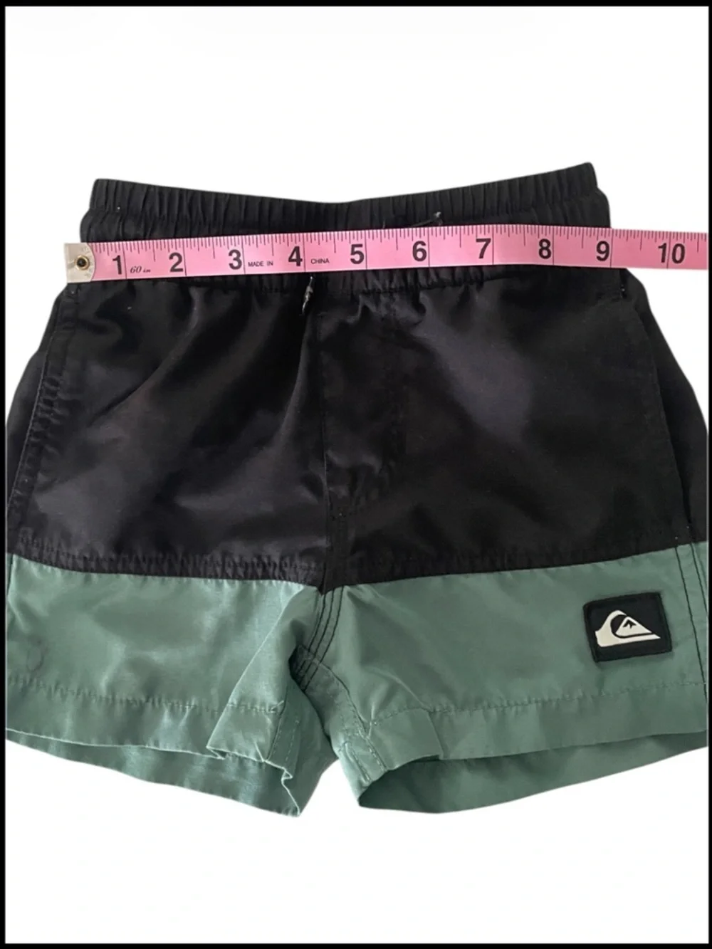 Quiksilver Black and Sage Green Colorblock Swim Shorts